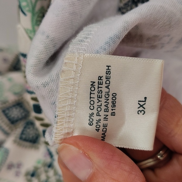 BLAIR Pullover Quarter To Half Zip With Kangaroo Front Pocket Green Print 3X - Picture 7 of 9